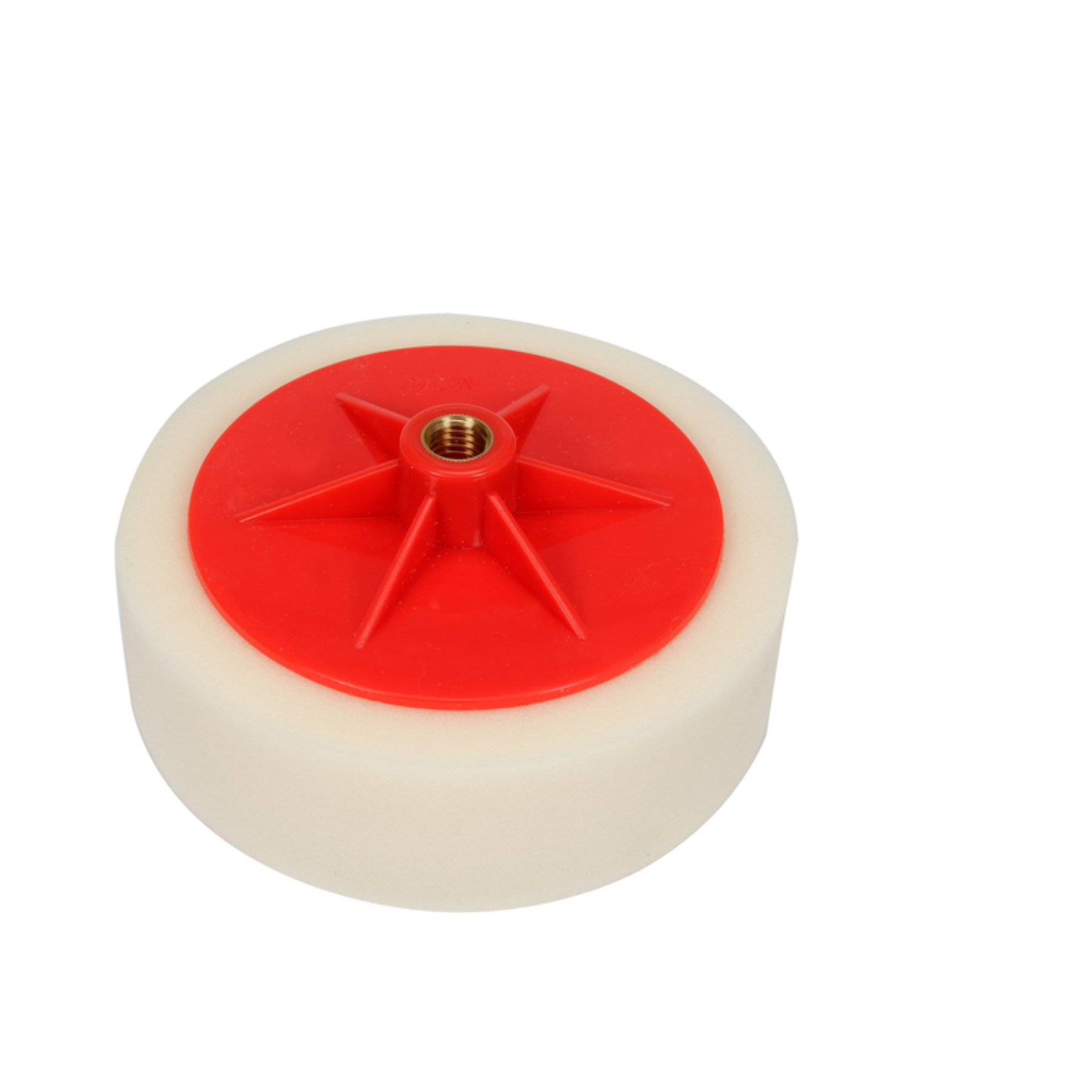 Wheel with red center and white rim on a white background