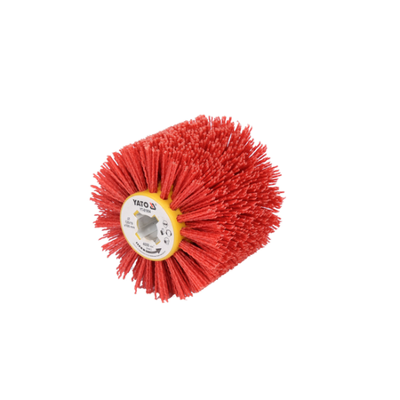 Red brush with a yellow center on a white background