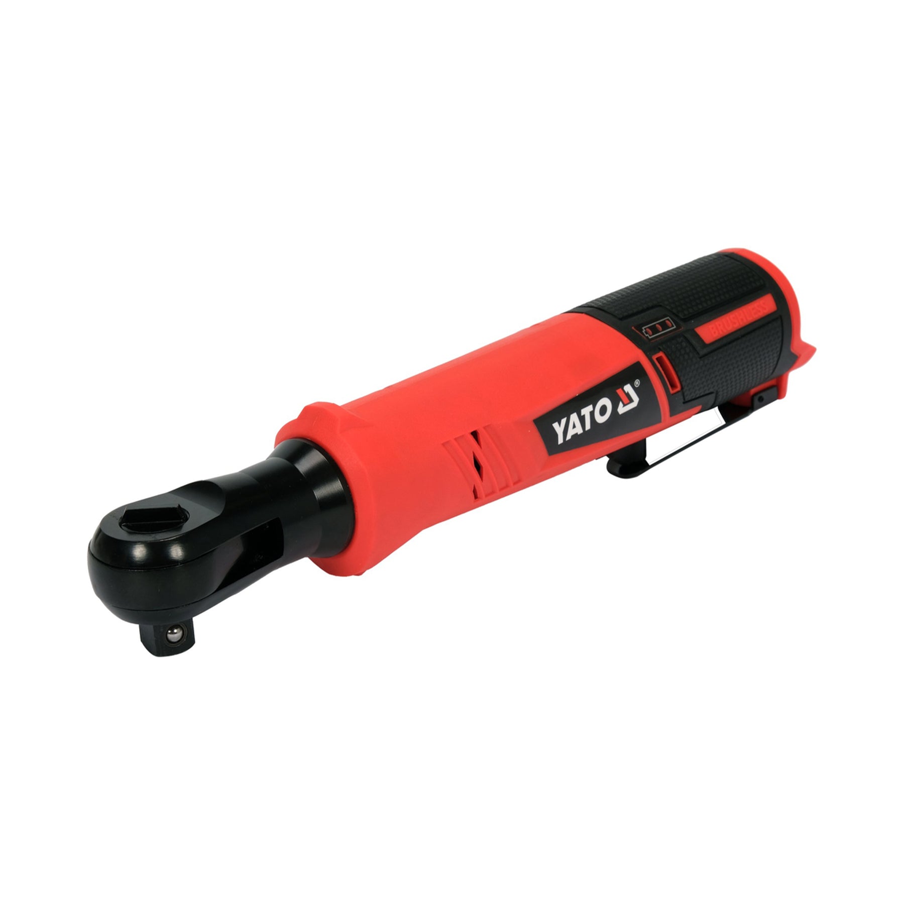 Red and black Yato tool on a white background