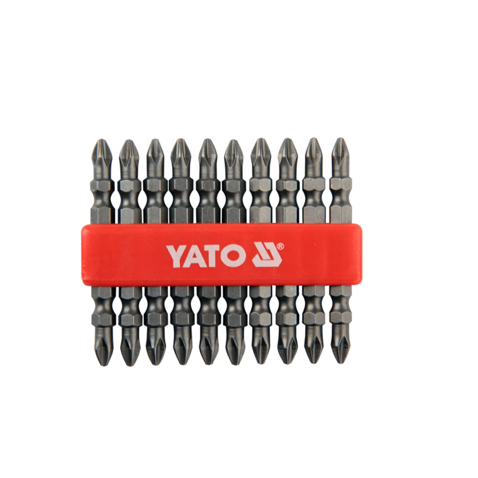 Set of YATO drill bits on a white background