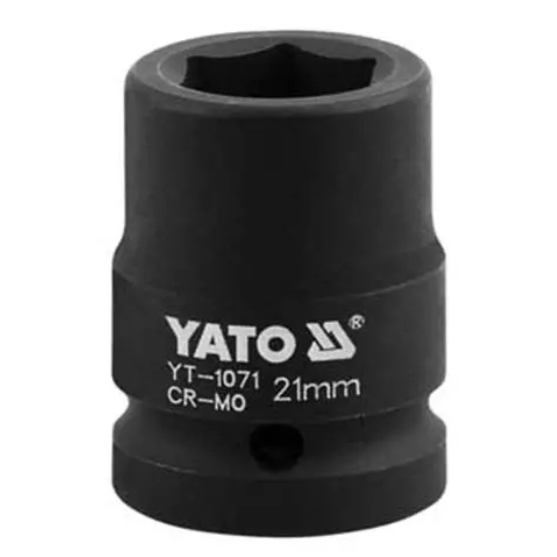 Black Yato tool socket with size 21mm on a white background