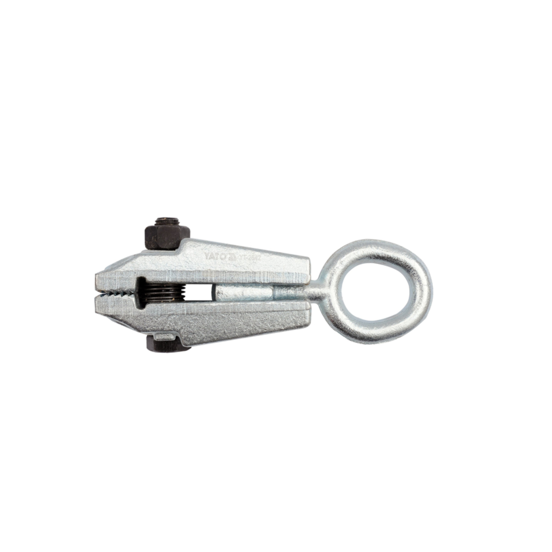 Metallic tool with a ring on a white background
