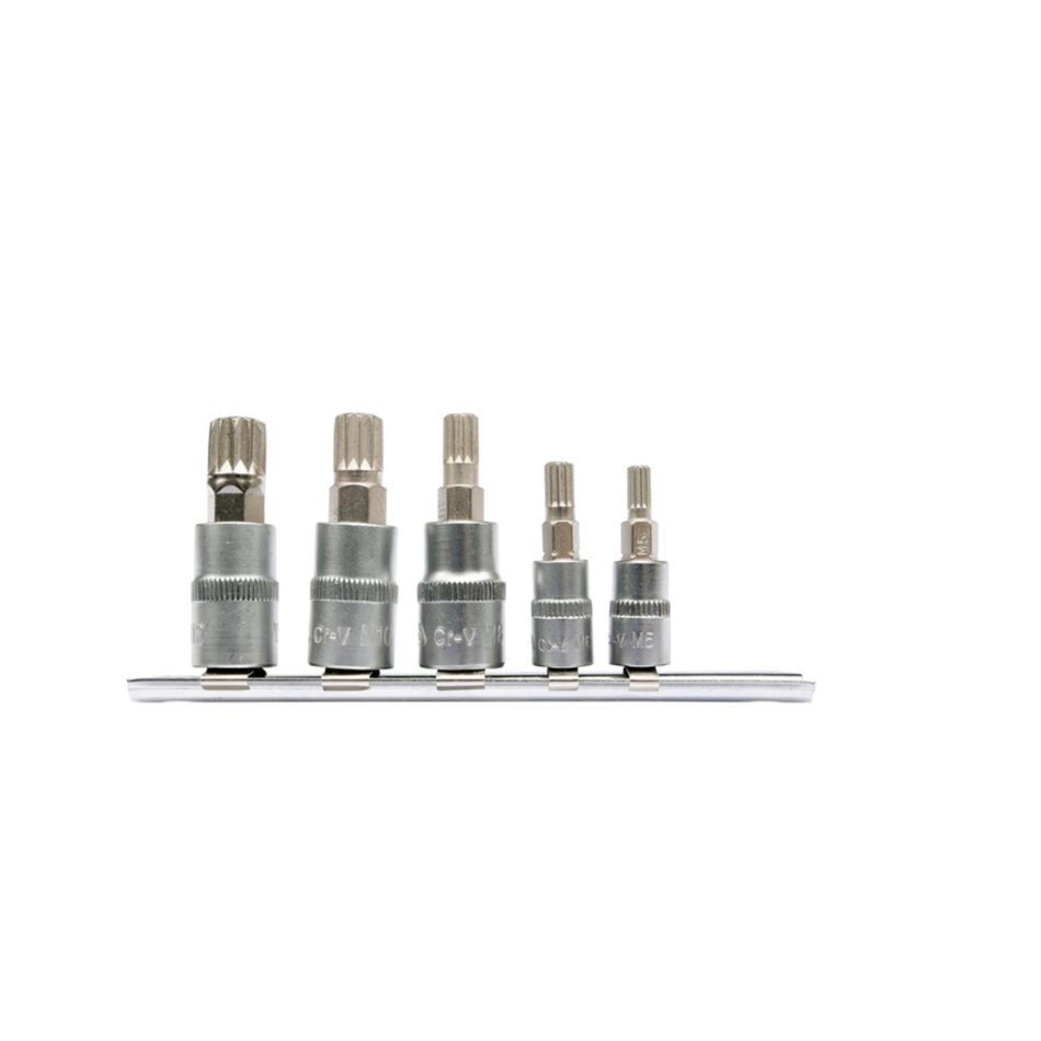 YATO Socket Bit Set Spline 5PCS YT-04360 with precision alloy steel spline bits for automotive repair, industrial maintenance, and professional workshop applications.