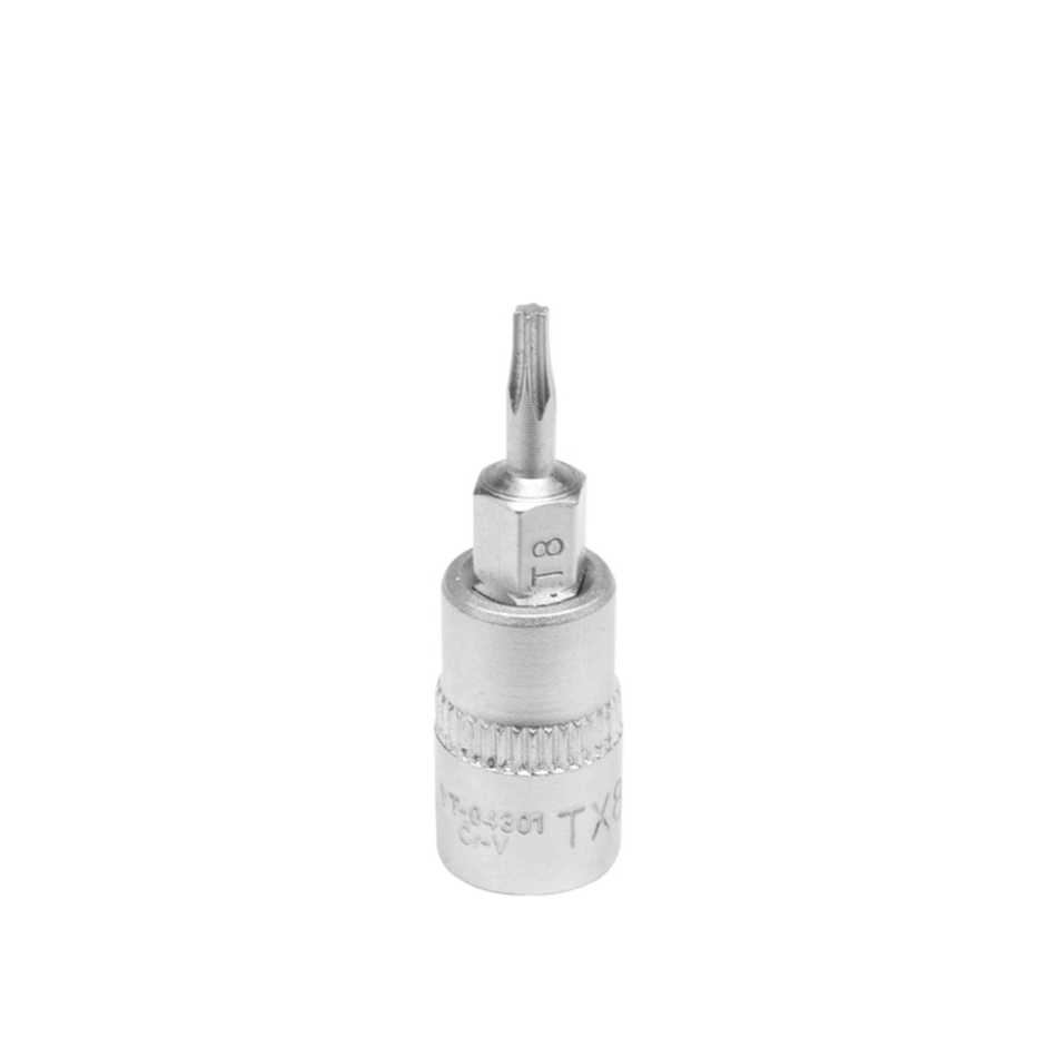 Metal drill bit on a white background