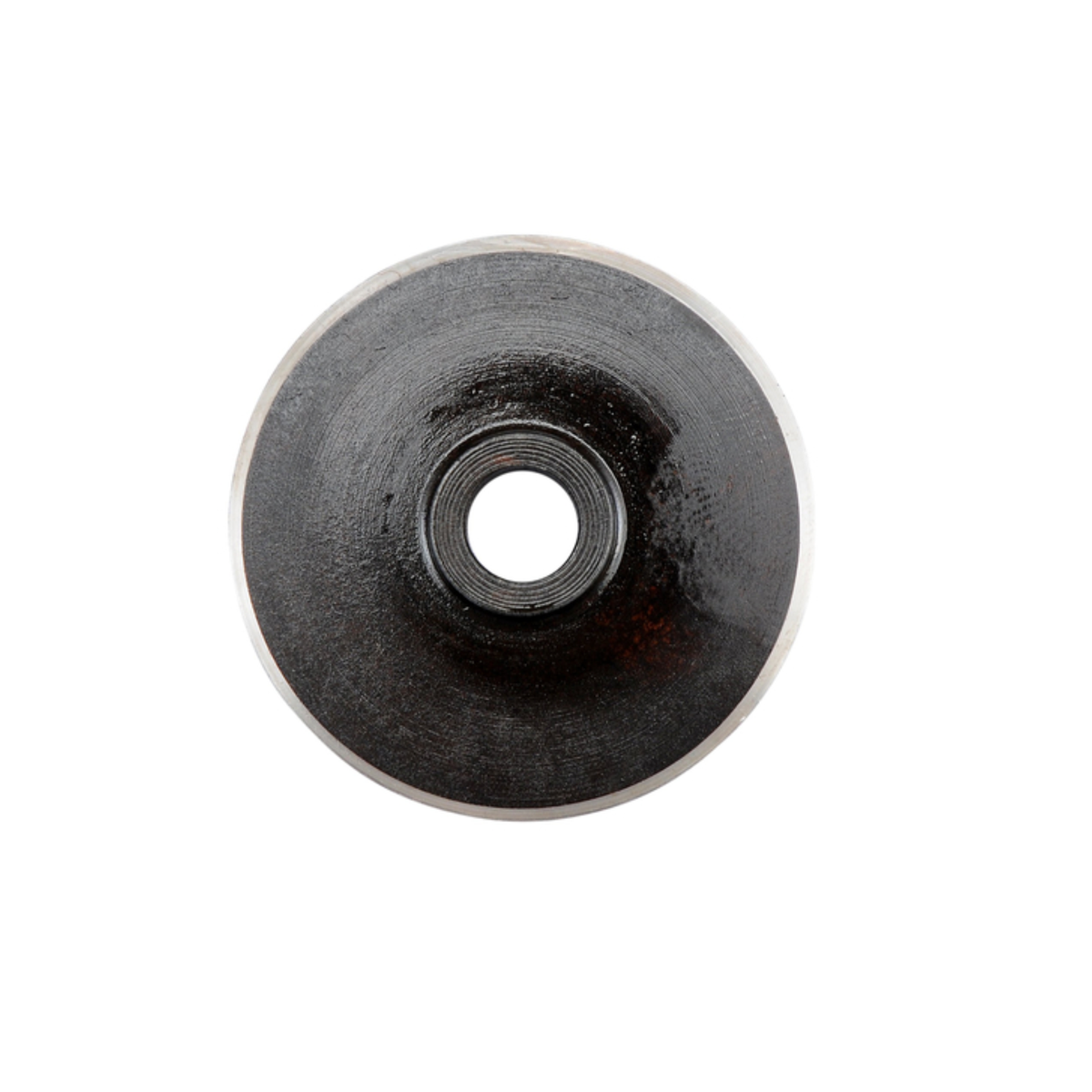Metallic wheel or pulley on a white background