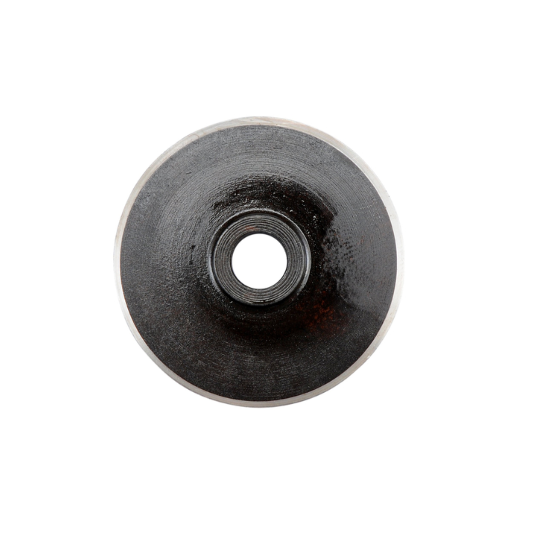 Metallic wheel or pulley on a white background