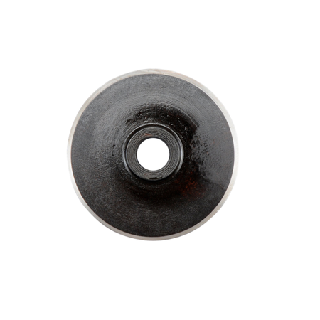 Metallic wheel or pulley on a white background