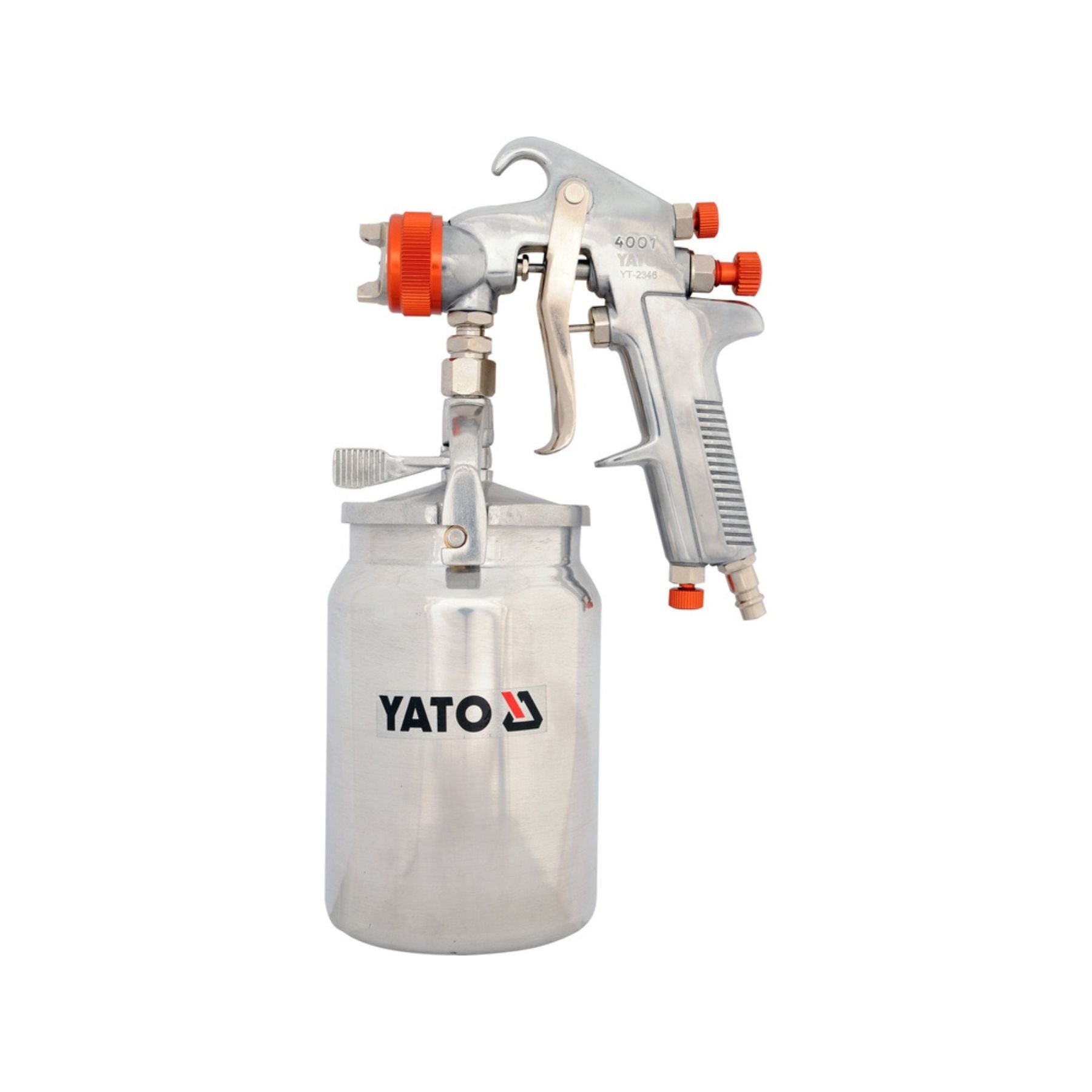 Yato spray gun with tank on a white background