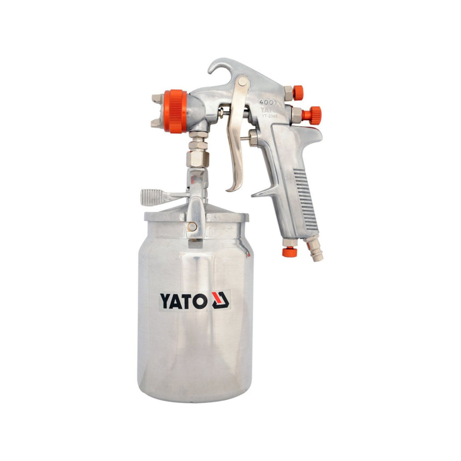 Yato spray gun with tank on a white background