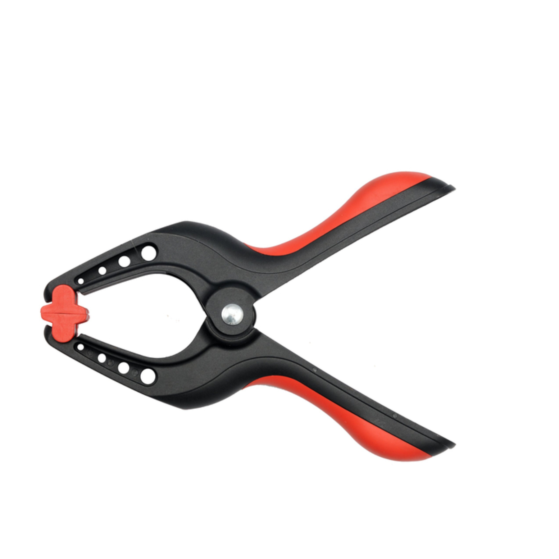 Black and red clamp on a white background