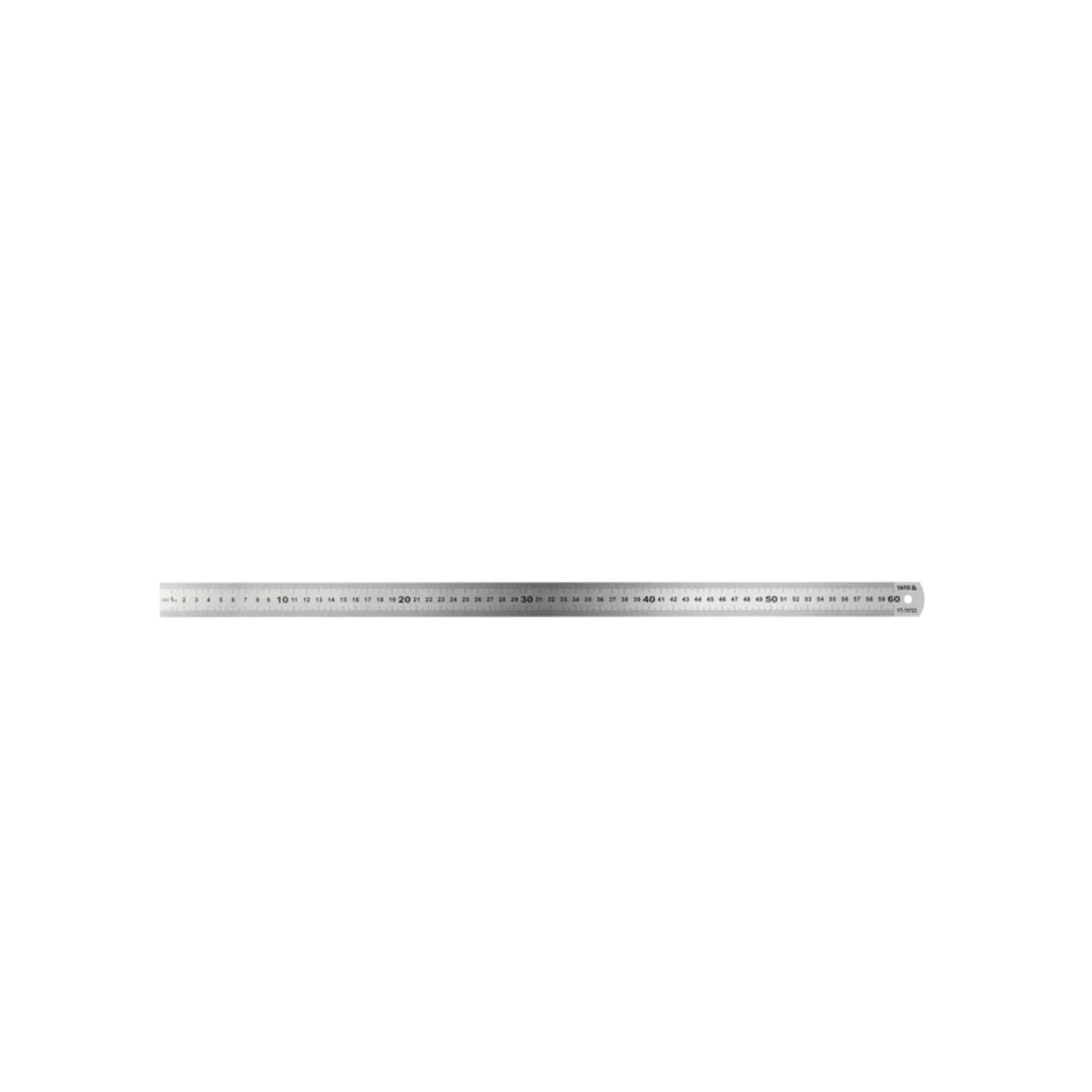 Long, thin metallic object on a white background