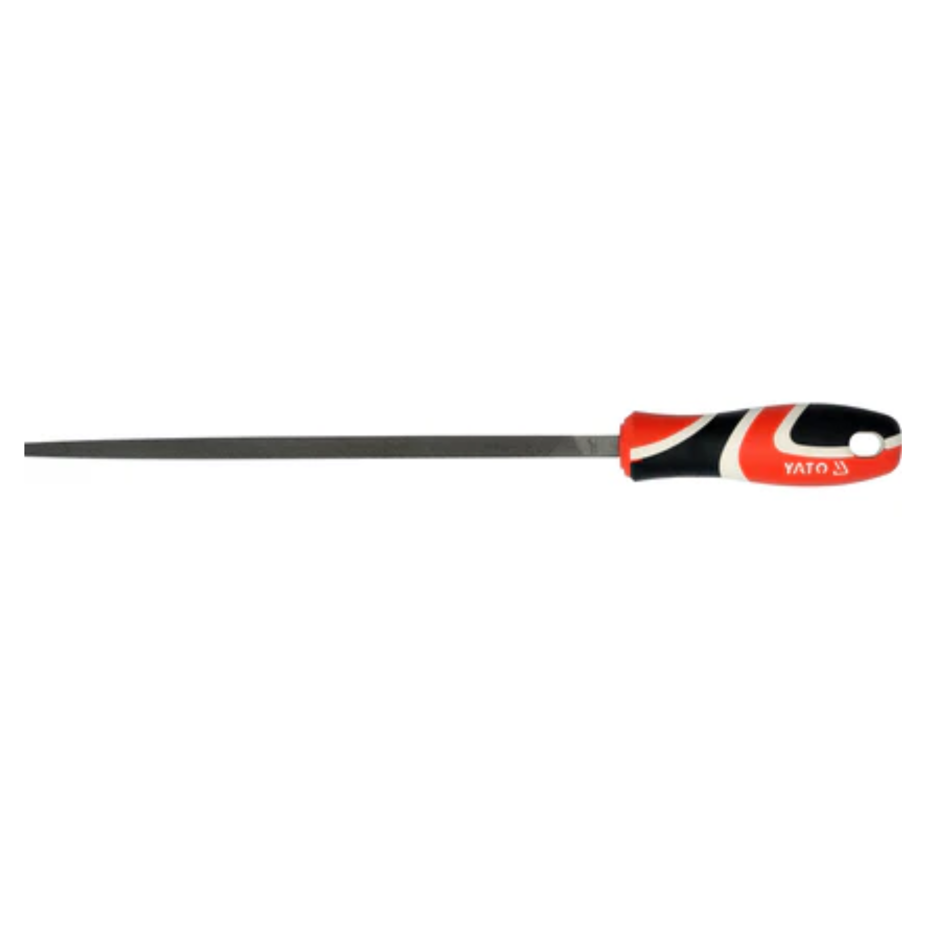 Screwdriver with red and black handle on a white background