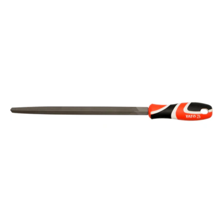 File with a red and black handle on a white background