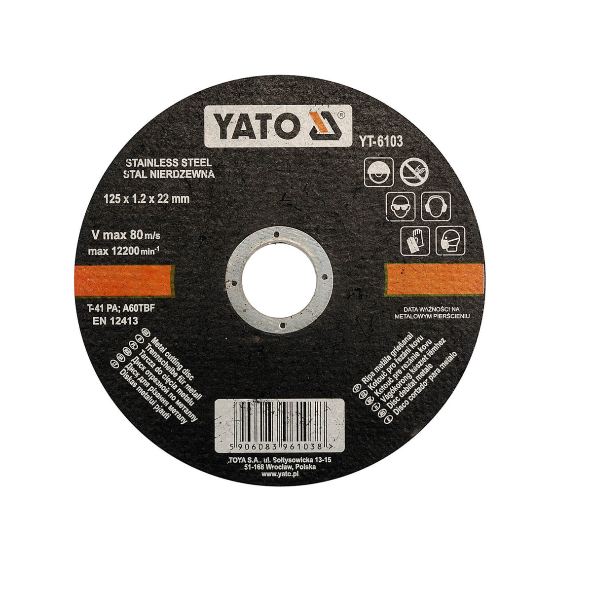 Yato branded grinding disc on a white background