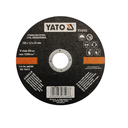 Yato branded grinding disc on a white background