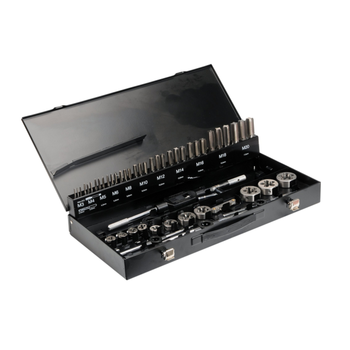Socket set in a black case on a white background