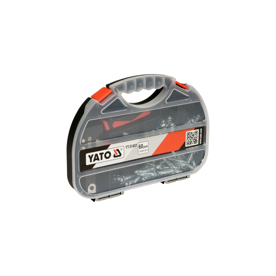 Yato tool case with screws on a white background