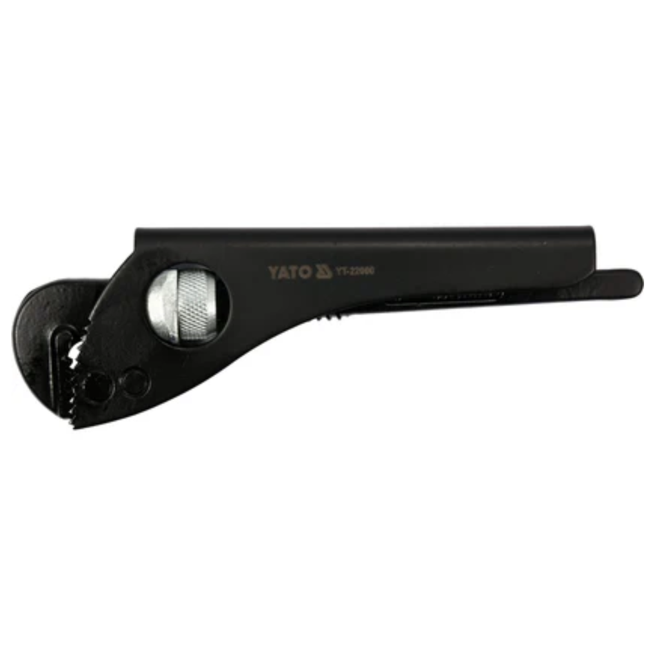 Black YATO pipe cutter on a white background