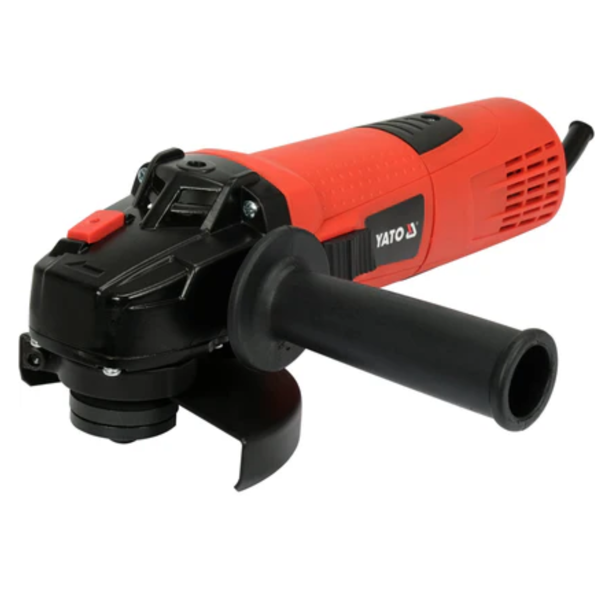 Red and black angle grinder with YATO branding on a white background