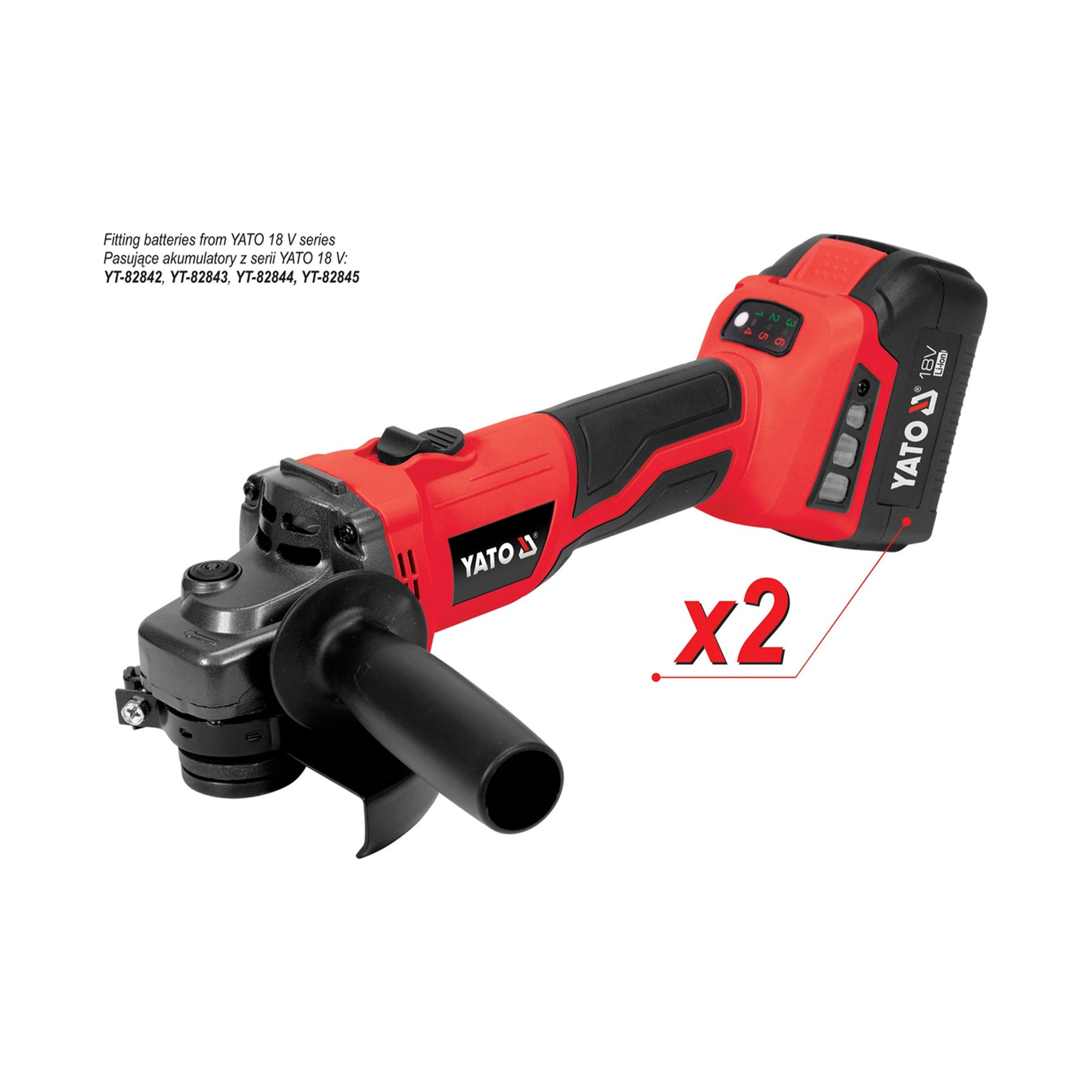 Yato 18V B/L Angle Grinder (2X4Amp Battery+Charger) YT-8282995