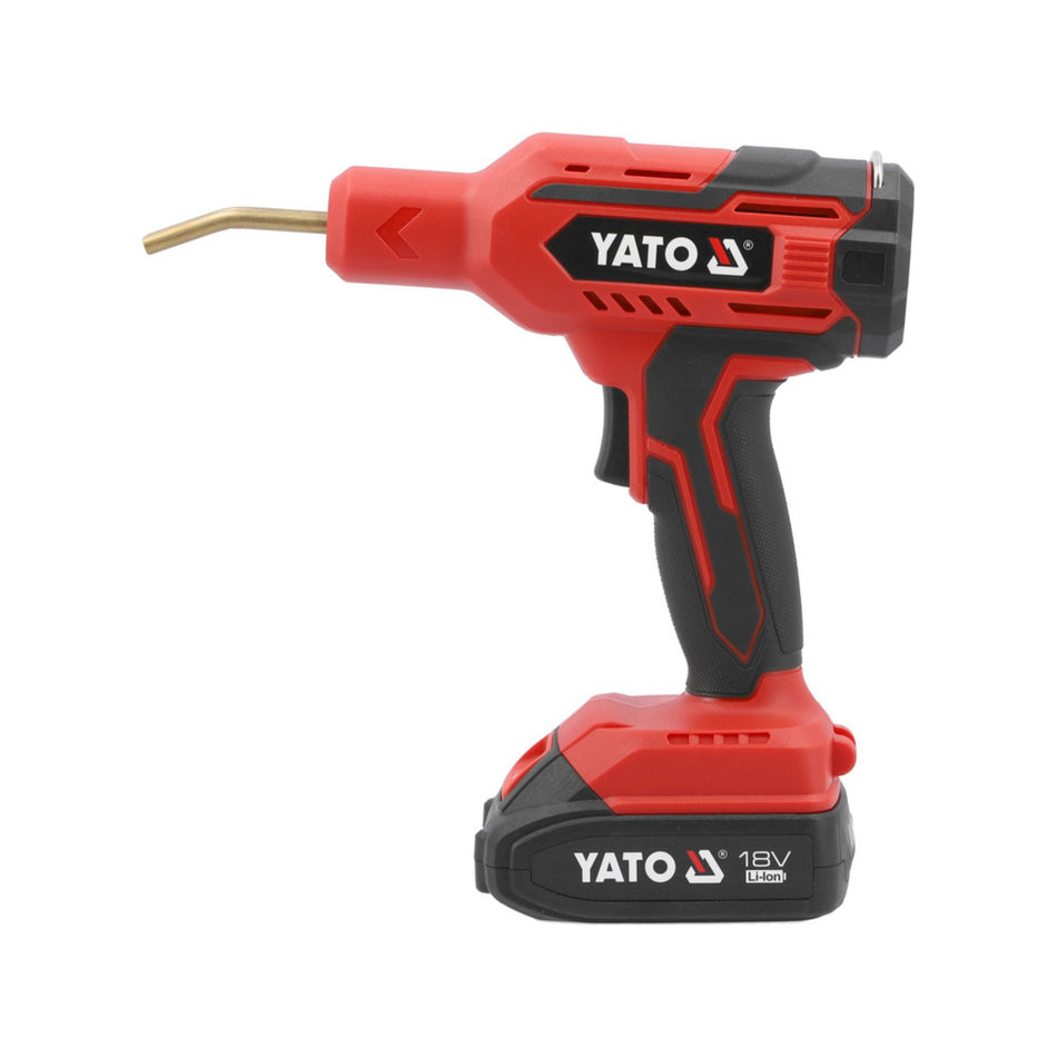 Red and black Yato cordless drill on a white background