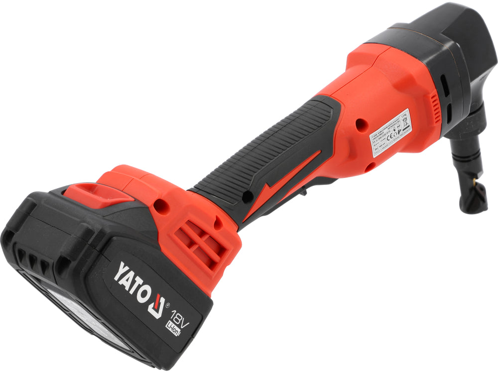 Red and black Yato nail gun on a white background