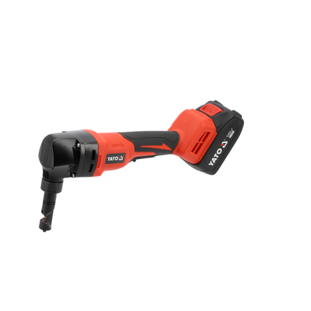 Red and black Yato oscillating tool on a white background