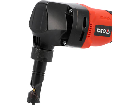 Black and red Yato drill on a white background