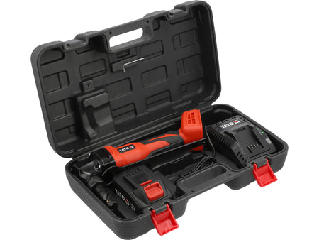 Black and red tool set in a case on a white background