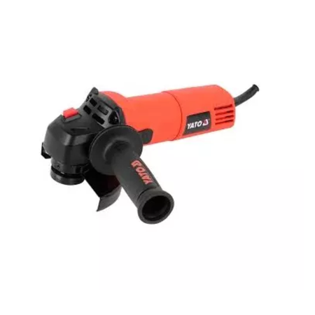 Red and black angle grinder with 'Yato' branding on a white background