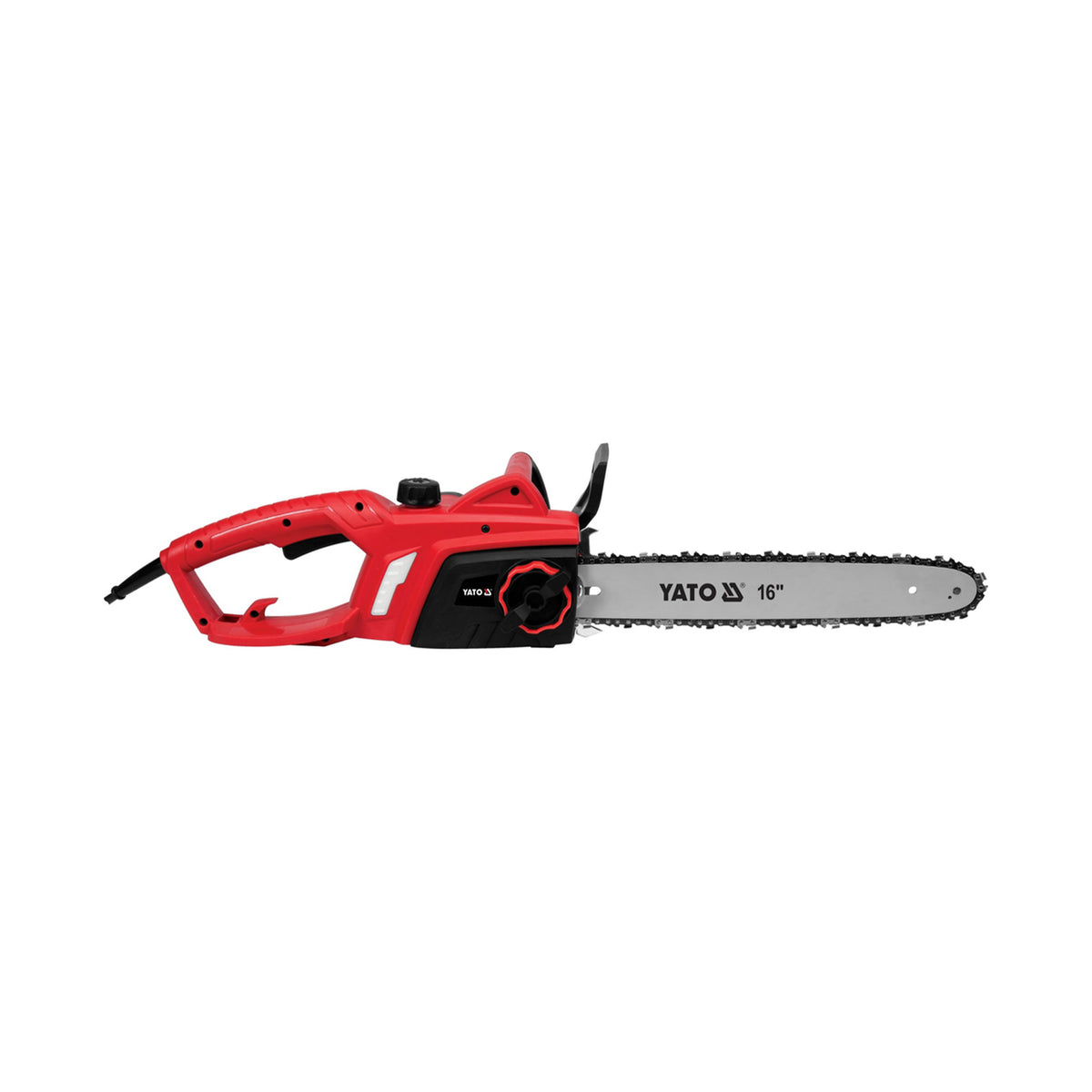 Red and black chainsaw with 'Yato' branding on a white background