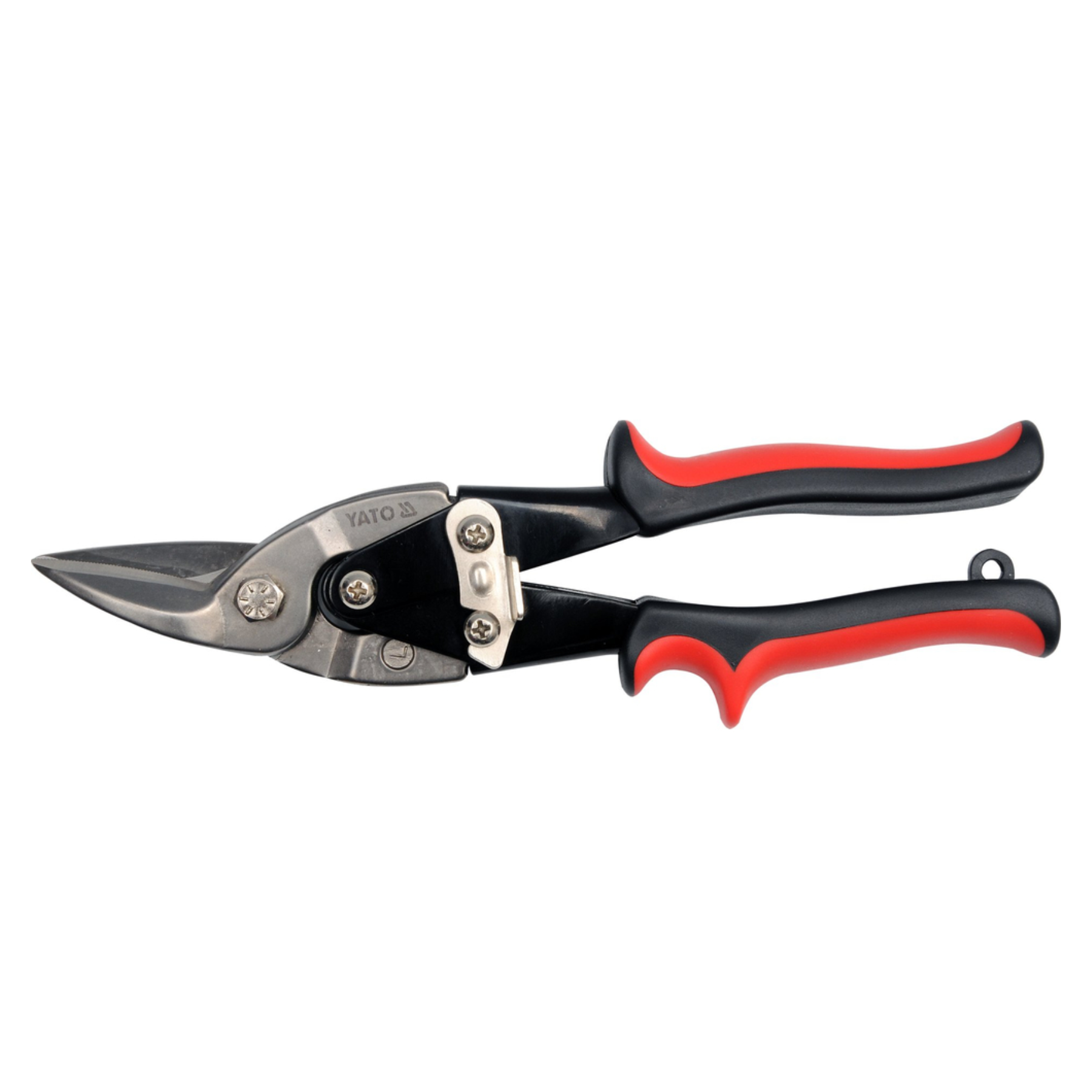 A pair of metal pruning shears with black and red handles, shown against a plain white background.
