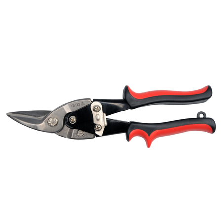 A pair of metal pruning shears with black and red handles, shown against a plain white background.