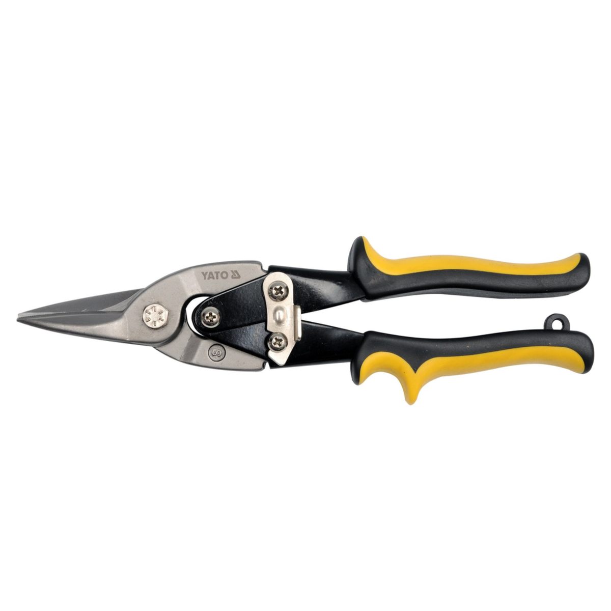 Tato 36 aluminum fin shears with black and yellow handles, shown against a plain white background.
