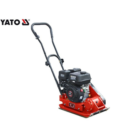 Red gasoline-powered plate compactor with YATO branding on a white background