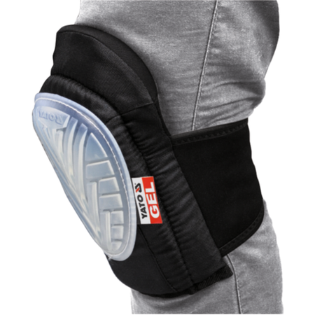 Black knee pad with a visible brand logo on a white background