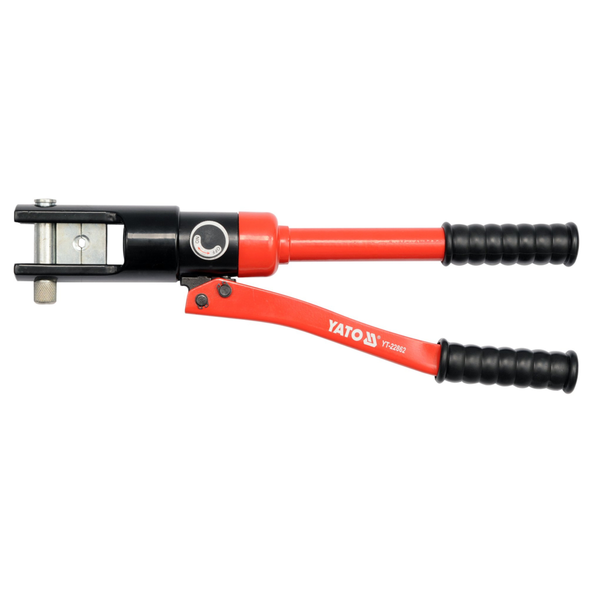 Red and black ratchet tool with Yato branding on a white background