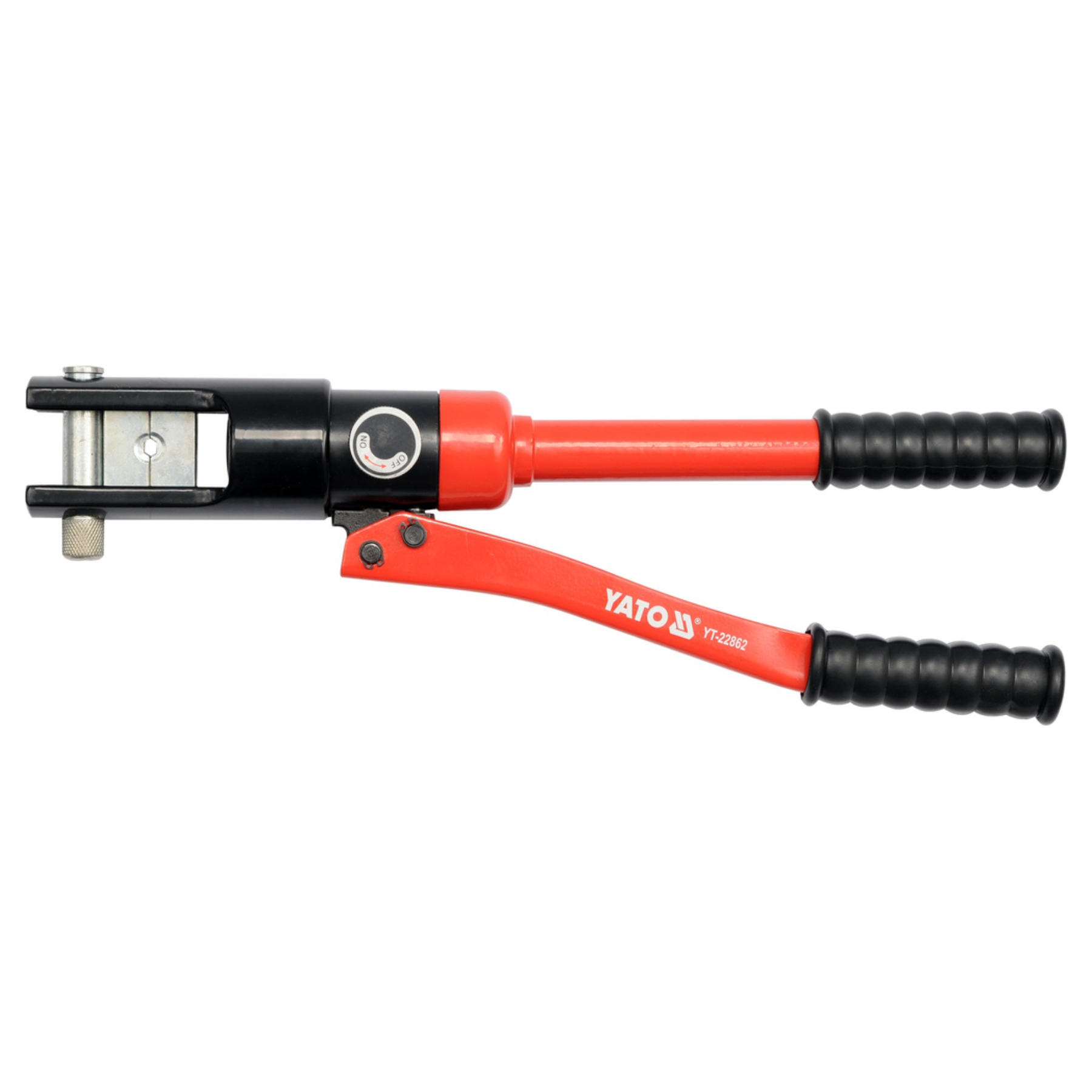 Red and black ratchet tool with Yato branding on a white background