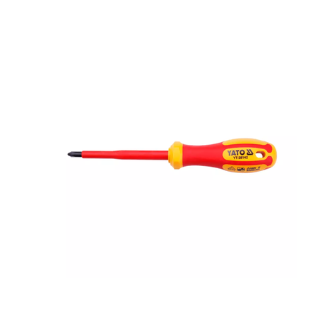A YATO 10mm screwdriver with a red and yellow ergonomic handle and a black tip, shown horizontally against a plain white background.