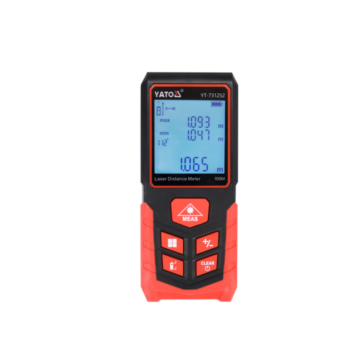 Yato laser distance meter on a white background