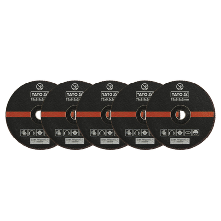 Five circular black TATO 3/8 inch tank saw blades arranged in a fan shape against a plain white background.