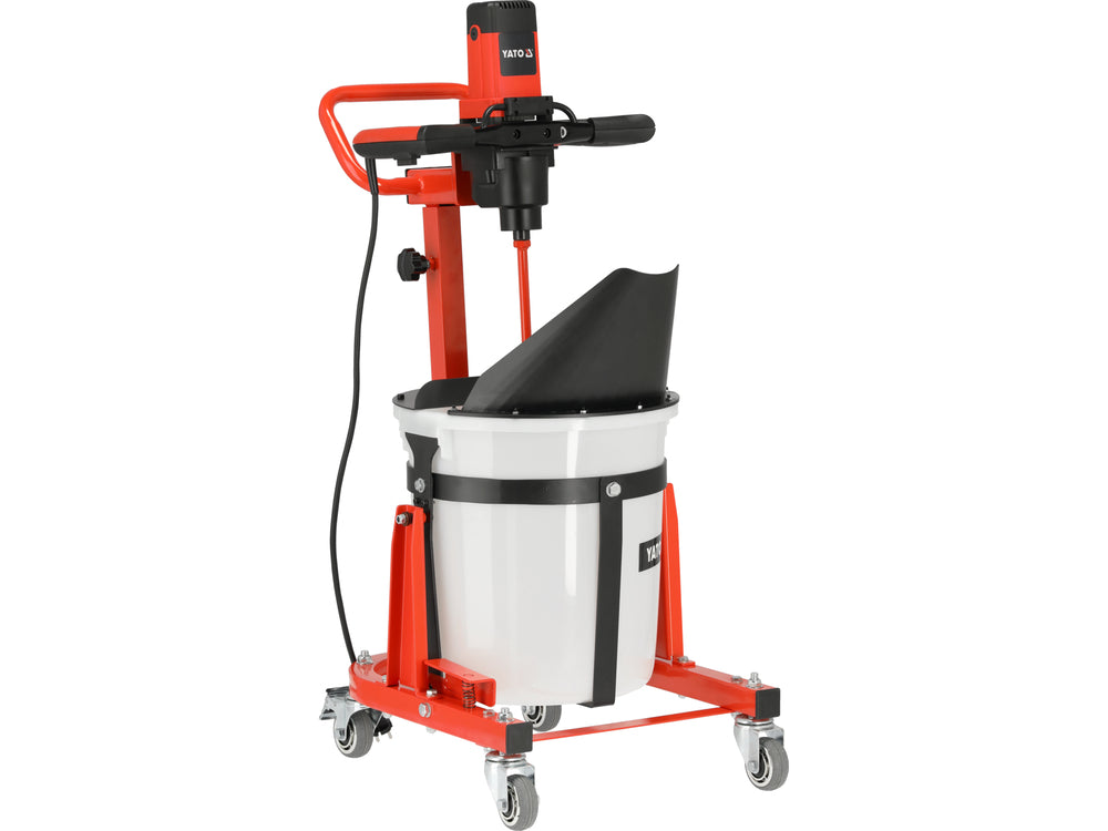 Drywall sander with a white bucket on a white background