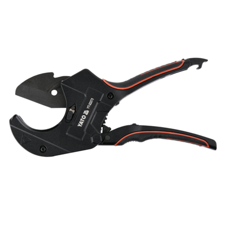 A black VATO brand pipe cutter with orange accent lines on the handles, shown against a plain white background.