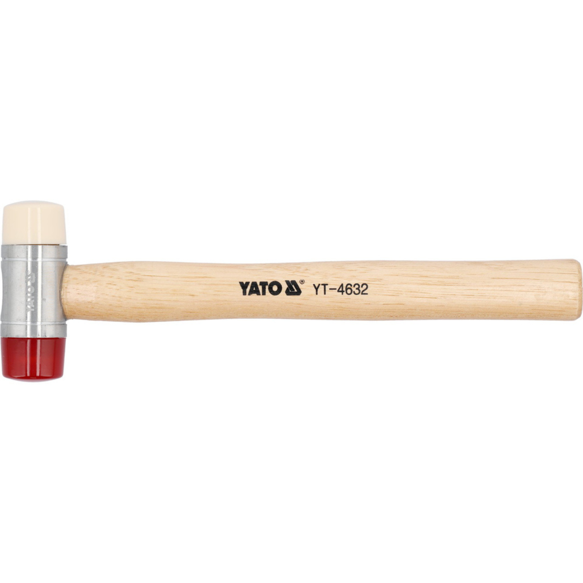 Yato hammer with wooden handle and metal head on a white background