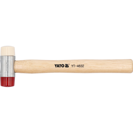 Yato hammer with wooden handle and metal head on a white background