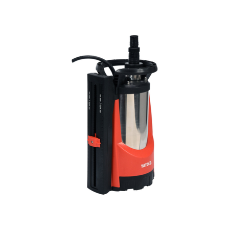 Red and black industrial pump on a white background