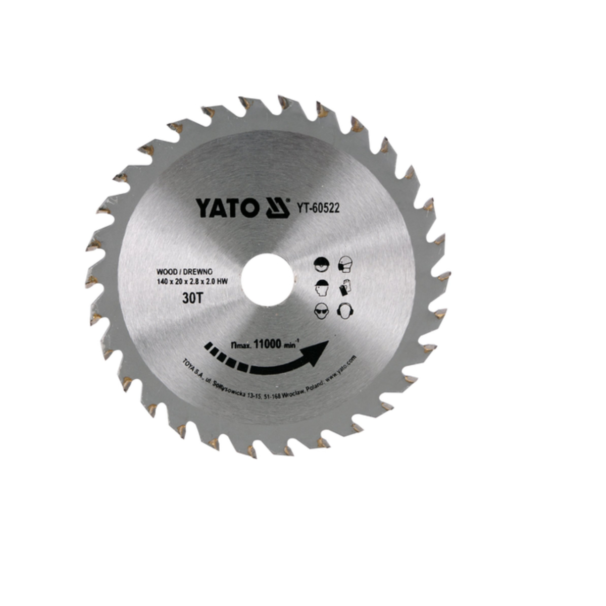 Yato circular saw blade on a white background