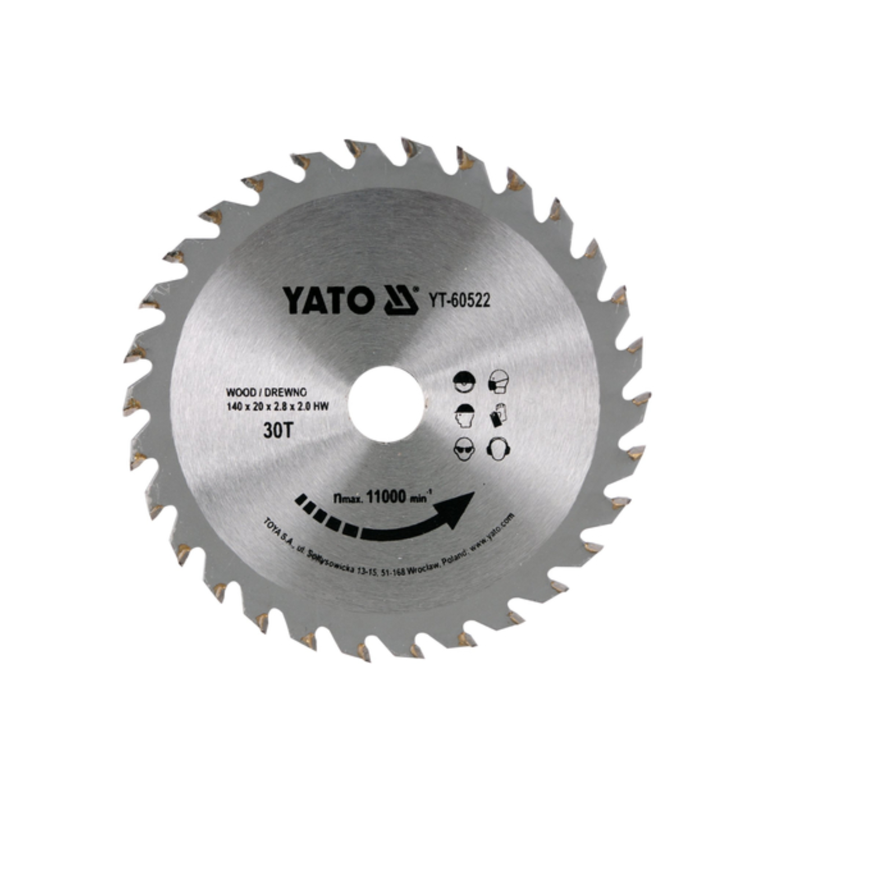 Yato circular saw blade on a white background