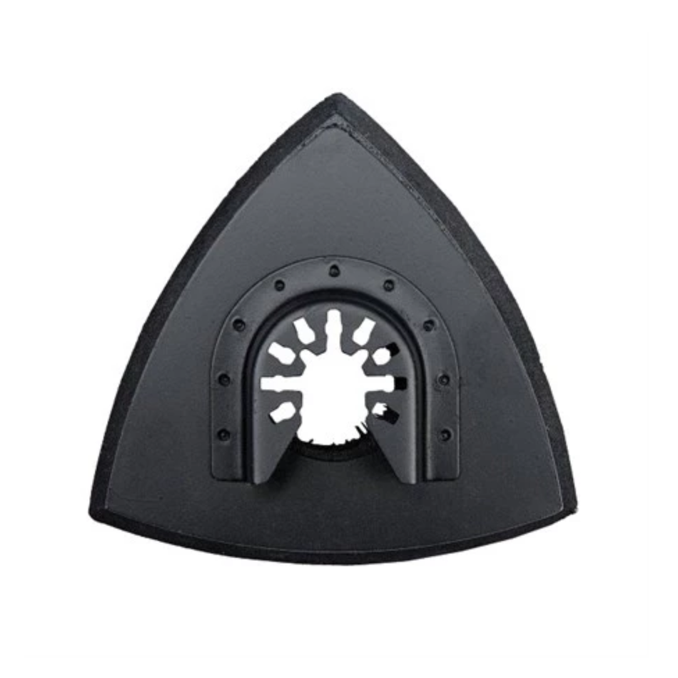 Triangular black sanding pad on a white background