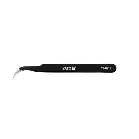 Yato tweezers with black handle on a white background